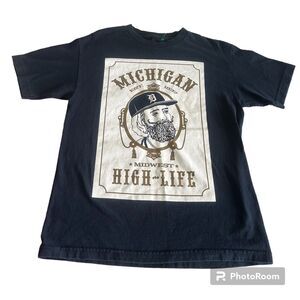 State of Mind Michigan Zig Zag Print T-Shirt Adult Medium Blue Midwest High Life